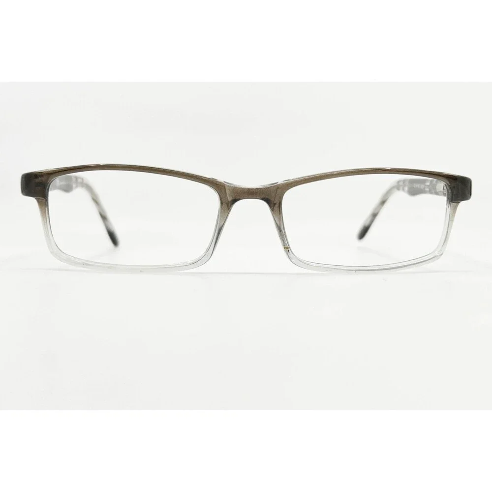 US60 Eyeglasses Frames Mens Grey Clear Ombre Rectangle 52-18-140